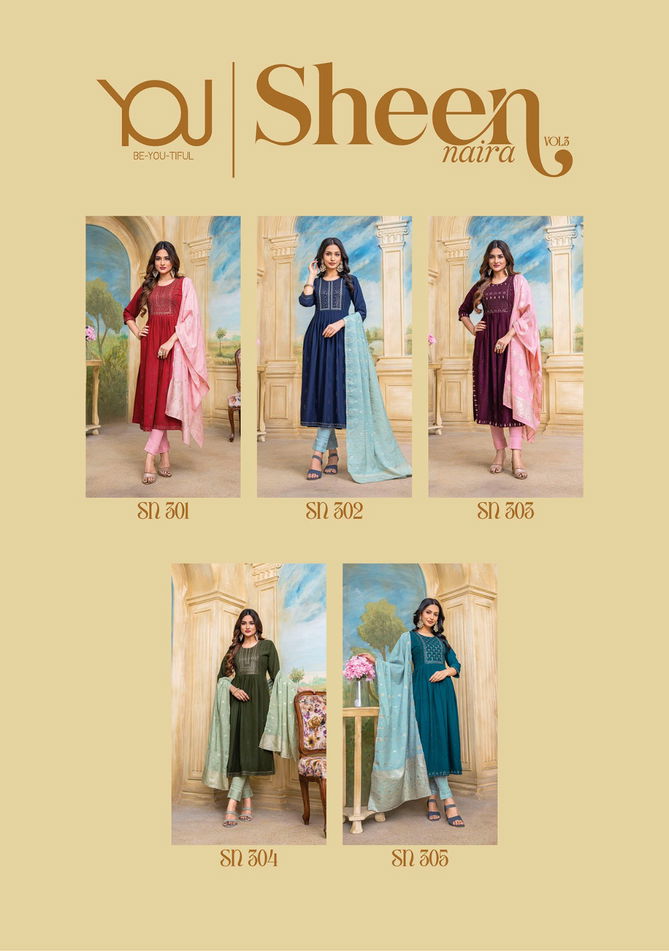 Sheen Naira Vol 2 By Wanna 301 To 305 Readymade Suits Wholesale Price In Surat
